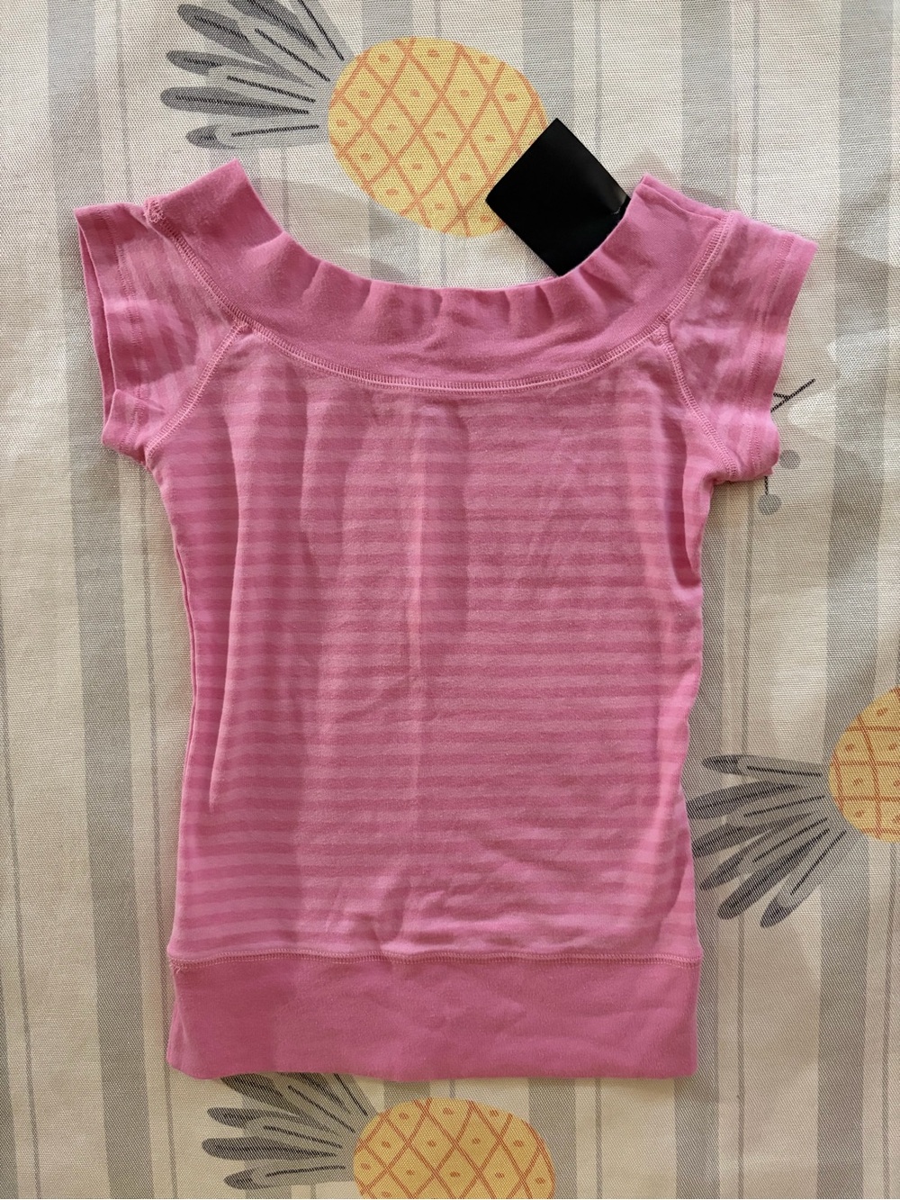 Brandy Melville Pink Stripe Off the Shoulder Top